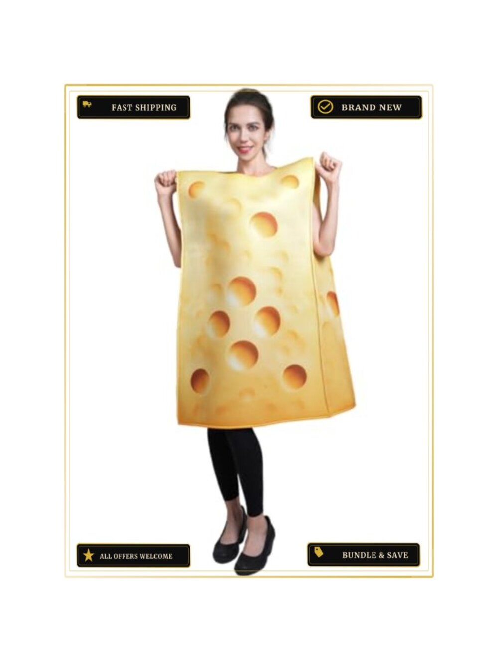 Adult Cheese Slice Costume Polyester Halloween Food Dress Up